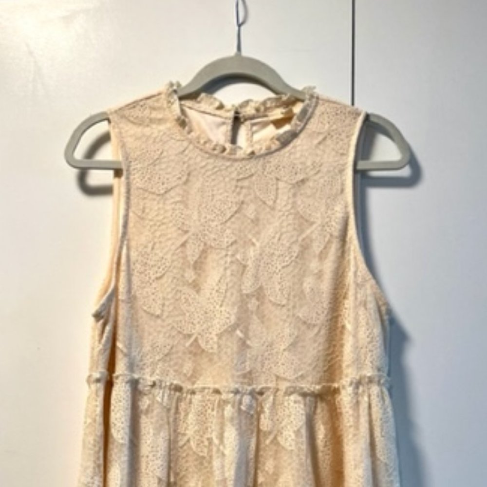 Leaf-Detailed Lace Sleeveless Tiered Dress - NWOT - Ready for Summer! - Picture 3 of 11